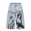 Tokyo Girl Graffiti Loose Denim Shorts Jorts