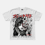 Japanese Gothic Double Sided Skull Girl Graphic T-shirt