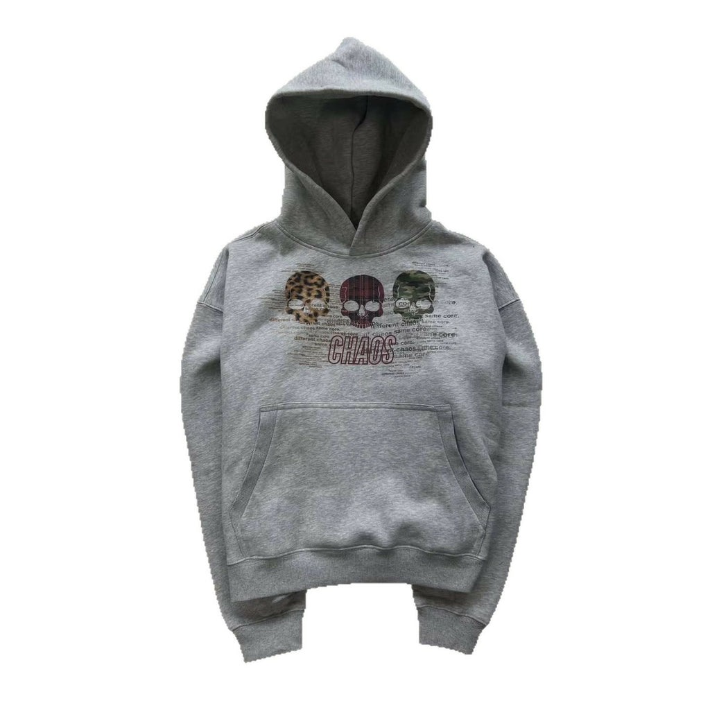 Y2k Grey Chaos Graphic Hoodie