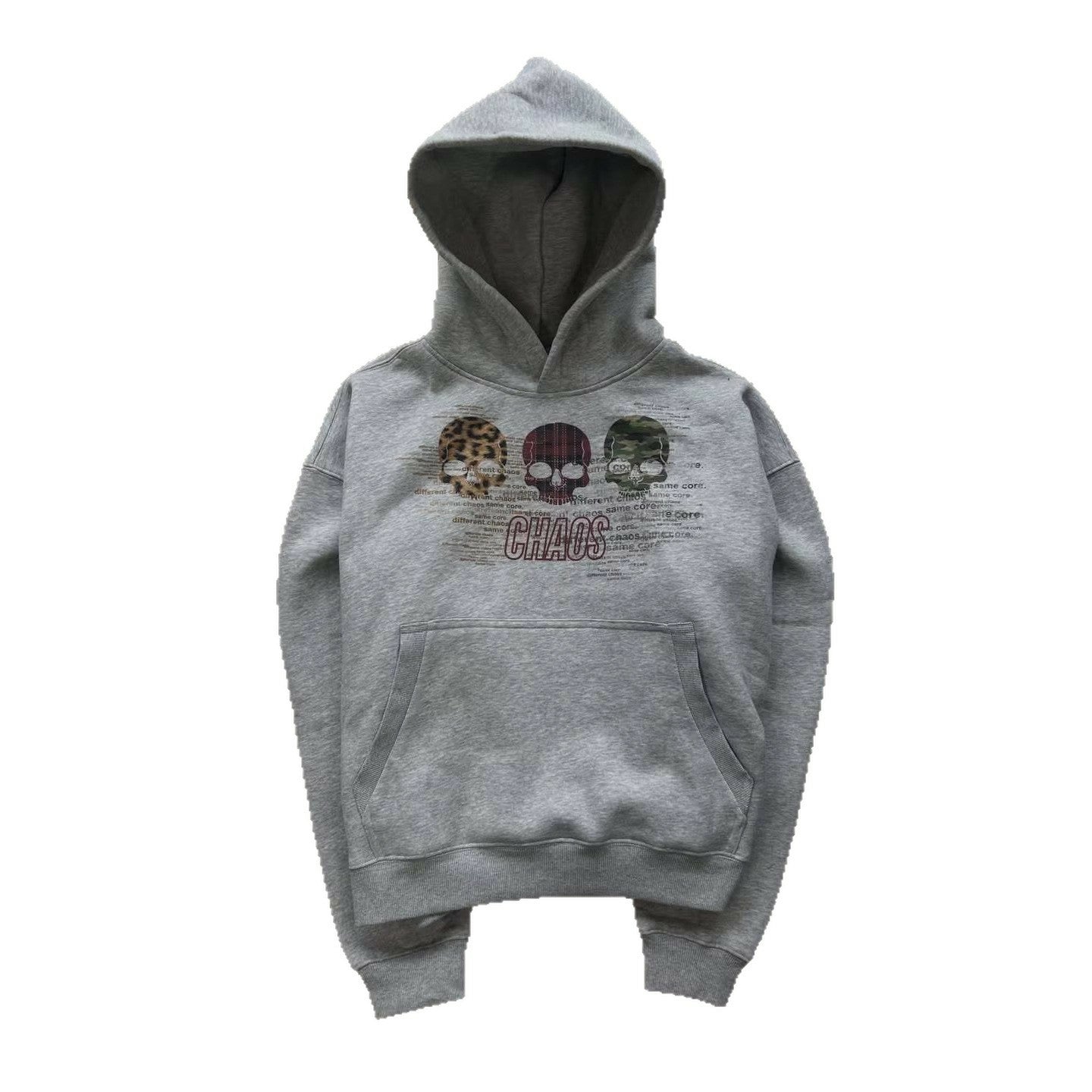 Y2k Grey Chaos Graphic Hoodie