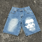 Men's Retro Split Figure Print Loose Shorts  Jorts