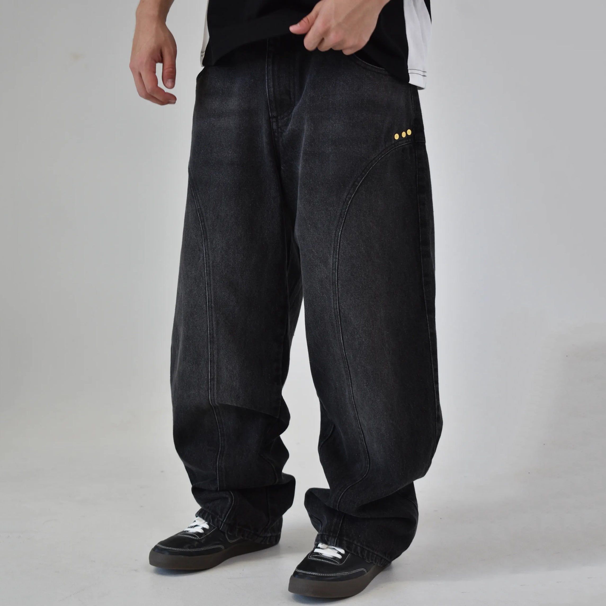 Men's Fashion Cd Embroidered Drawstring  Disc Jeans
