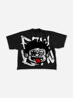 Big Face Retro Cartoon Graphic Cropped T-shirt