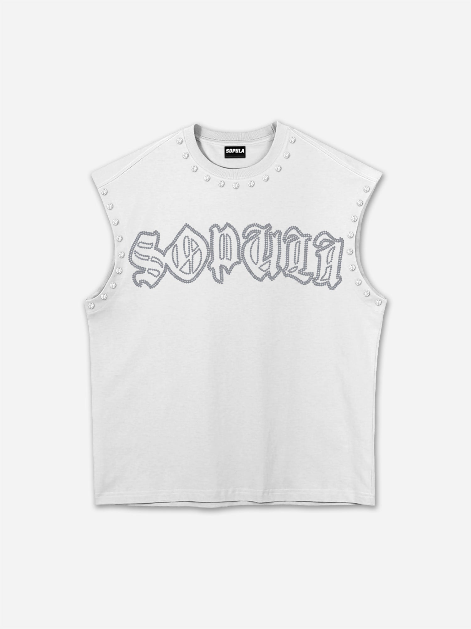 Sopula Shining Diamond Font Graphic Rhinestone Tank Top
