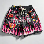 Men's Street Graffiti Print Casual Sports Shorts