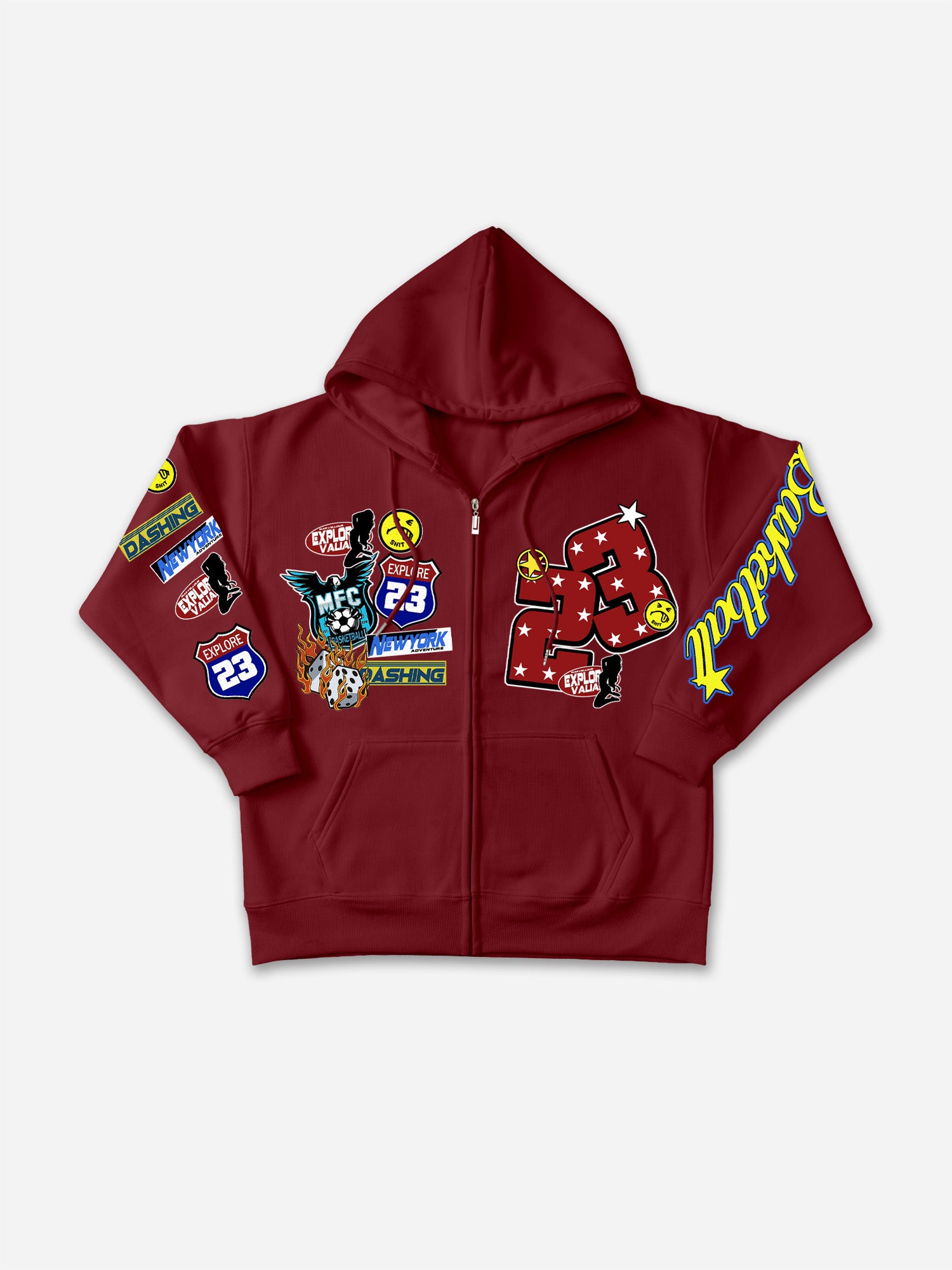 Vintage Fun Badge No 23 Graphic Zip-up Hoodie