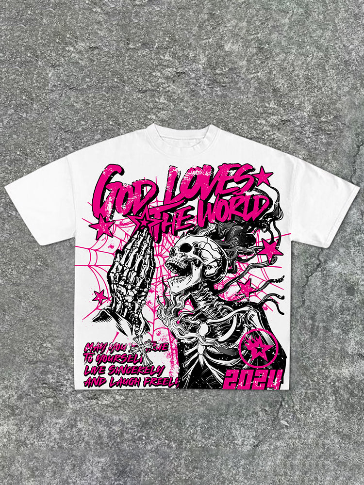 Street God Loves The World Graphic T-shirt