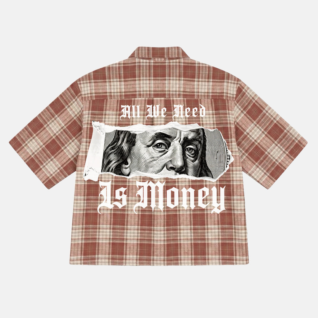 All We Need Is Money Graphic Plaid Jacket Shirt