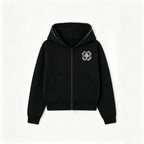 Stylish Four-leaf Clover Embroidered Zip-up Sweatshirt And Sweatpants Set