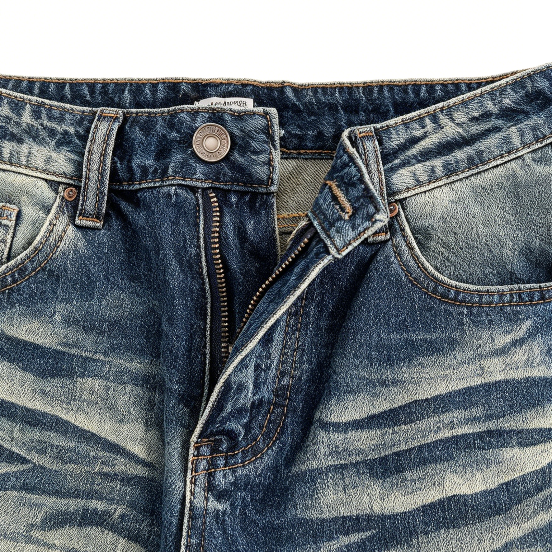 Vintage Washed Distressed Textured Flared Jeans