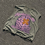 Mental Health Matters Healing Brain Graphic Worn-out Boxy Tank Top