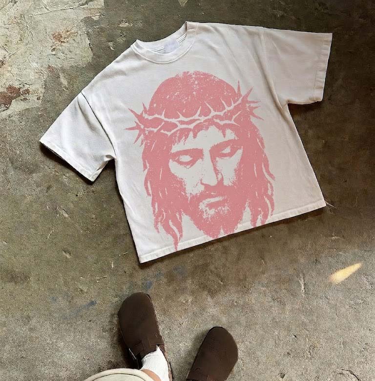 Jesus Vintage Portrait Graphic Cotton T-shirt
