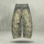 Hand Stitched Distressed Baggy Jeans