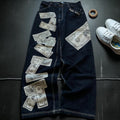 Men's Hip-hop Style Personalized Dollar Print Baggy Jeans