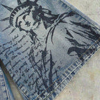 Men's Printed Pattern Loose Fit Denim Shorts Jorts