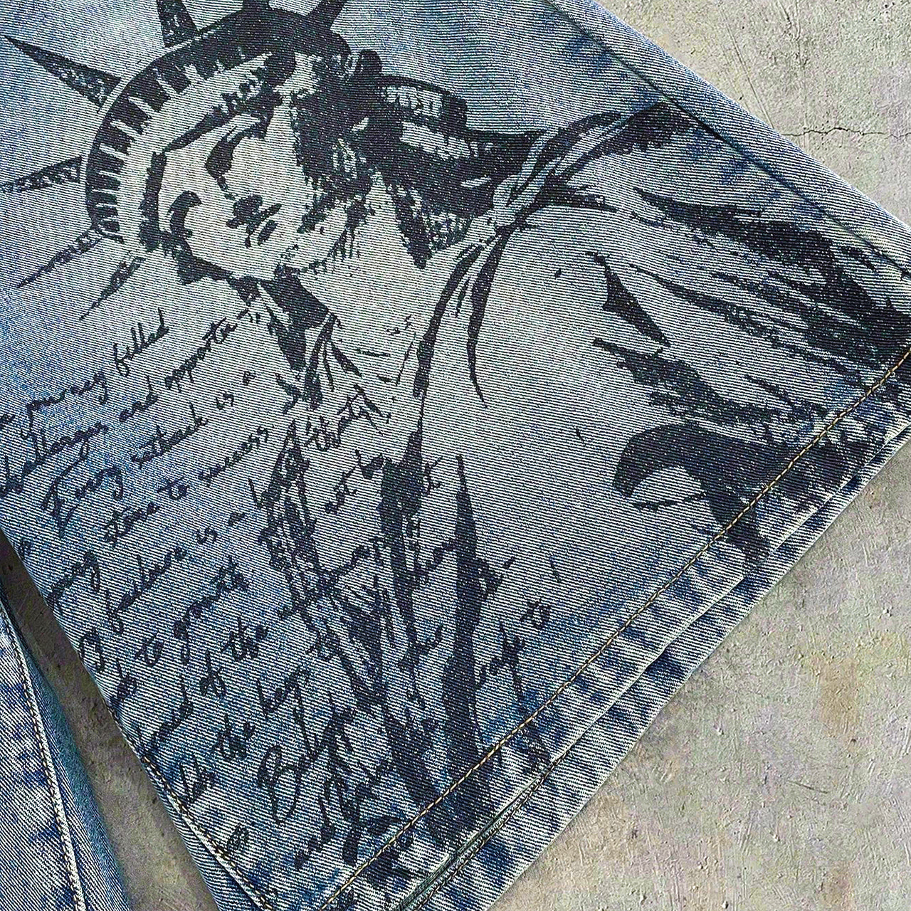 Men's Printed Pattern Loose Fit Denim Shorts Jorts