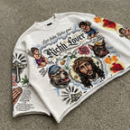 Black Jesus Hellhound Angel Rose Graphic Boxy Crop Crimped Edge T-shirt