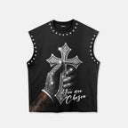Superstar Diamond Cross Print Graphic Tank Top