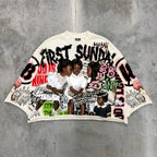 First Sunday Vintage Jesus Religious Print Boxy Crop T-shirt