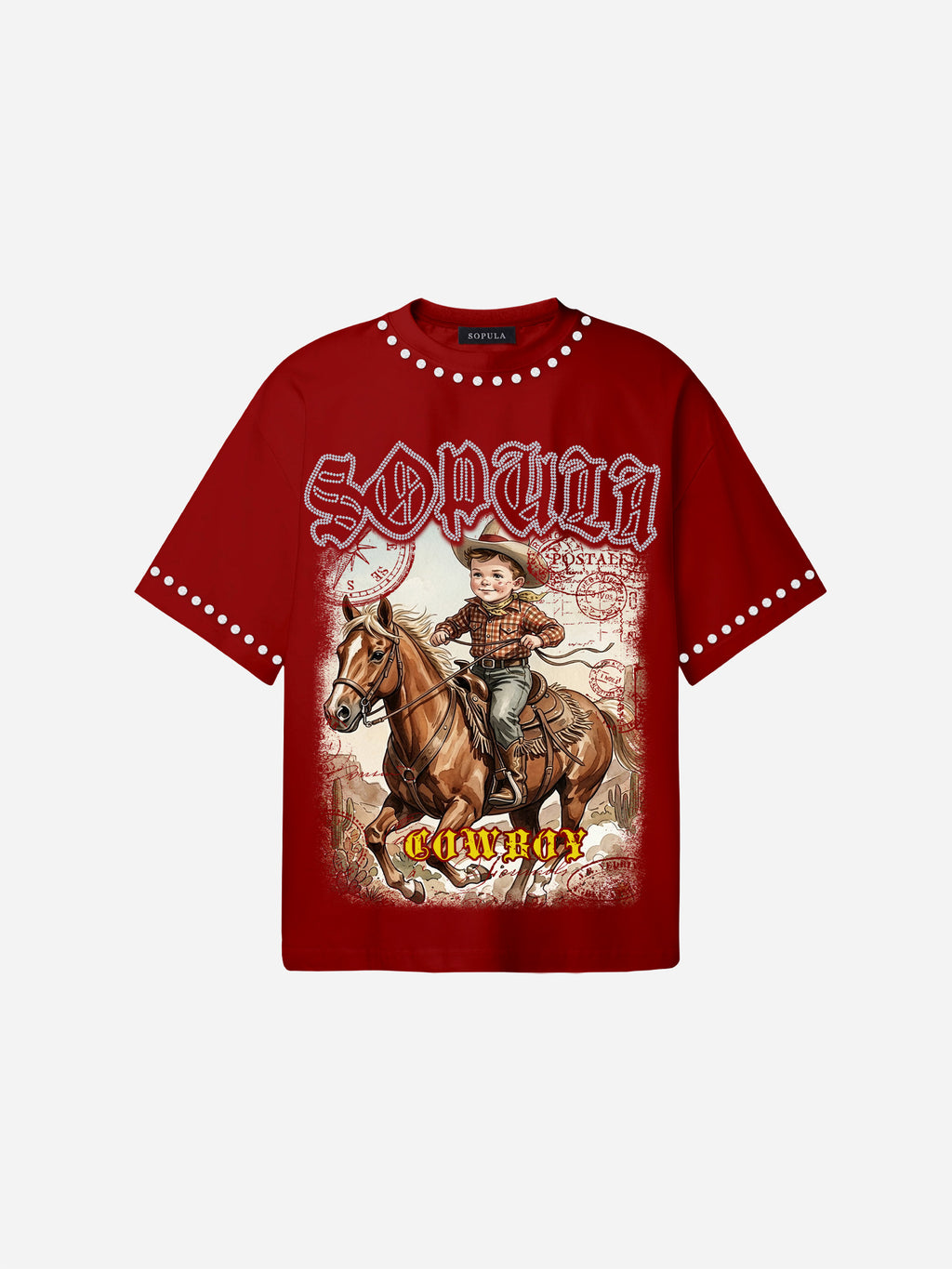 Sopula Cowboy Western Graphic Cotton T-shirt