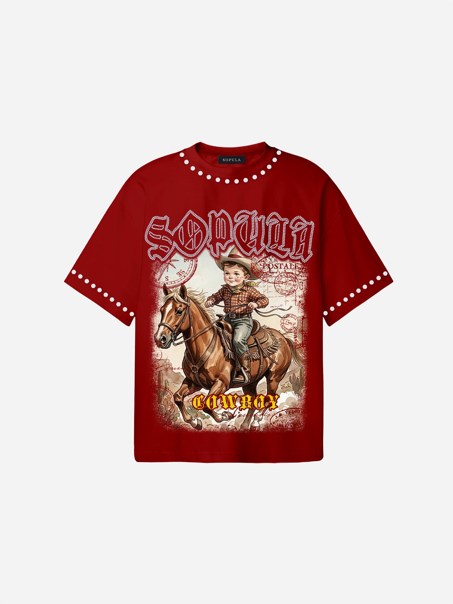 Sopula Cowboy Western Graphic Cotton T-shirt