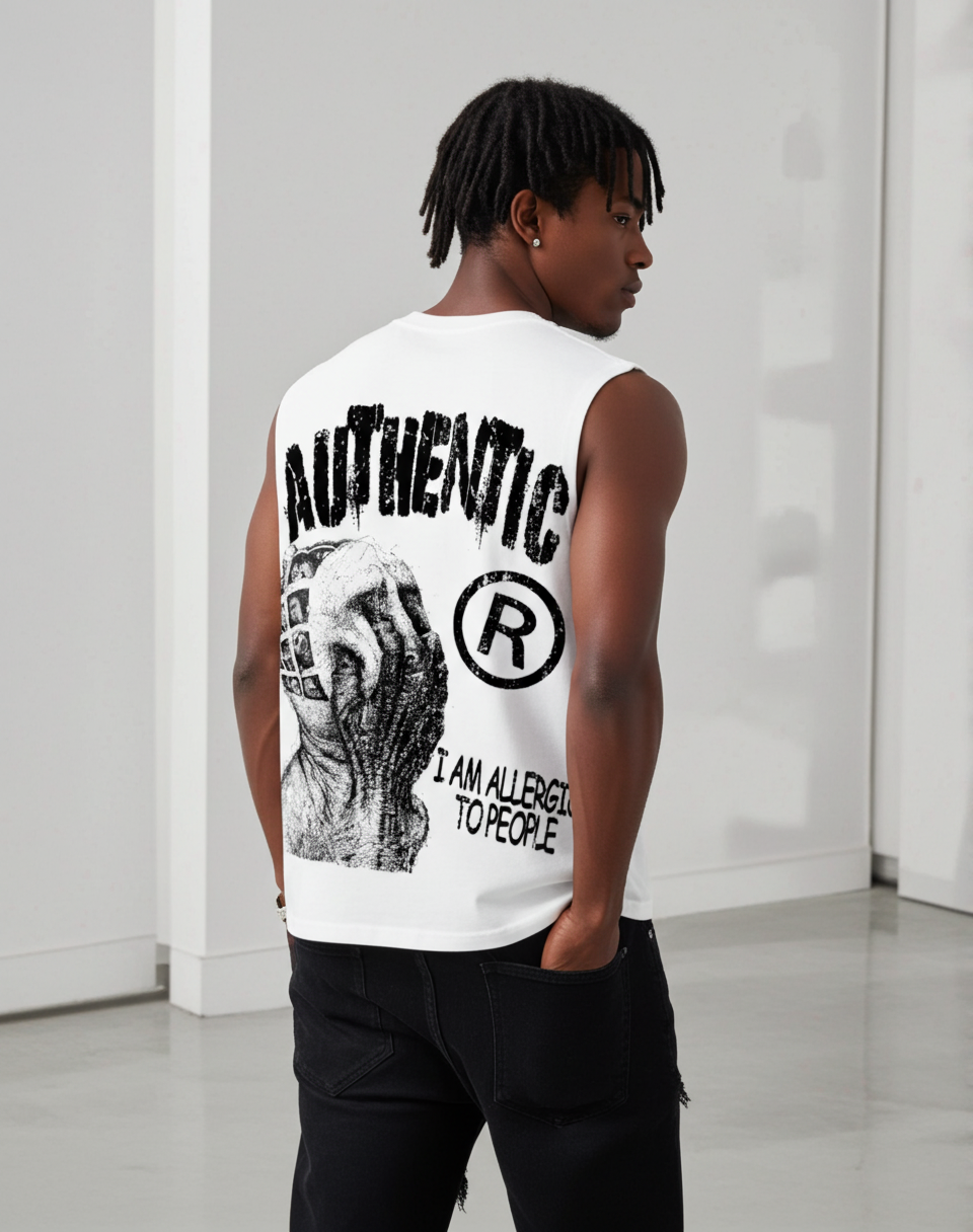 Vintage I Am Allergic To People Graphic Tank Top
