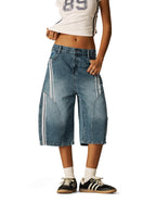 Stripe Barrel Longline Y2k Wide Leg Baggy Jorts