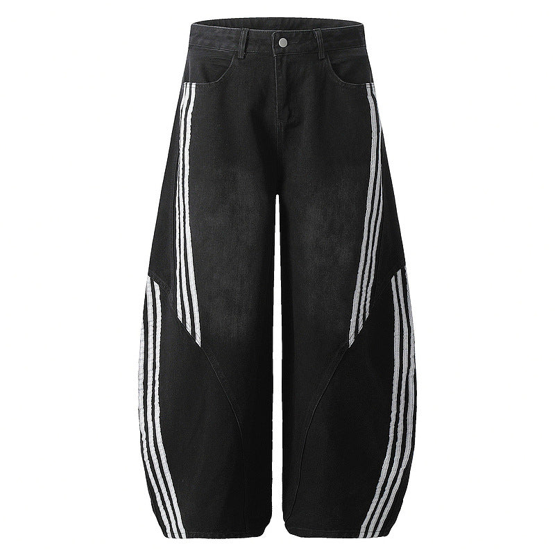 Men's Fashionable Side Striped Curved Jeans