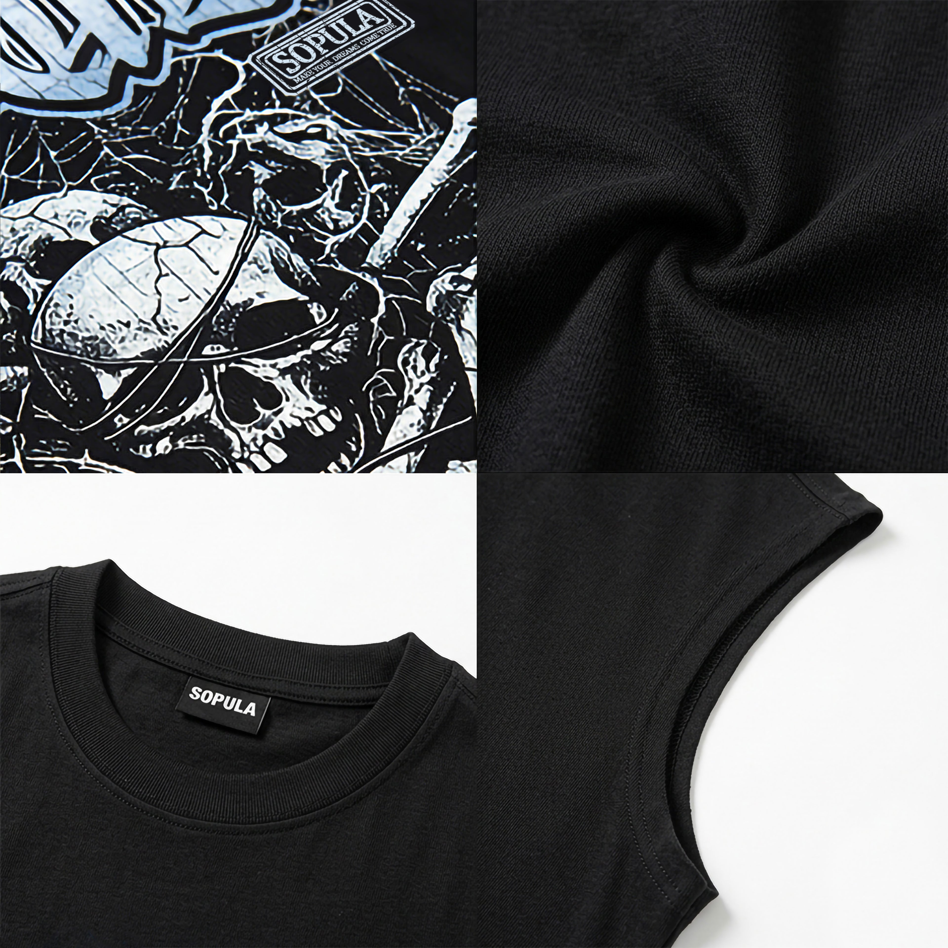 Retro Rope Skull Graphic Tank Top