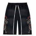 Retro Japanese Style Tiger Print Drawstring Loose Sweatpants
