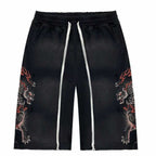 Retro Japanese Style Tiger Print Drawstring Loose Sweatpants