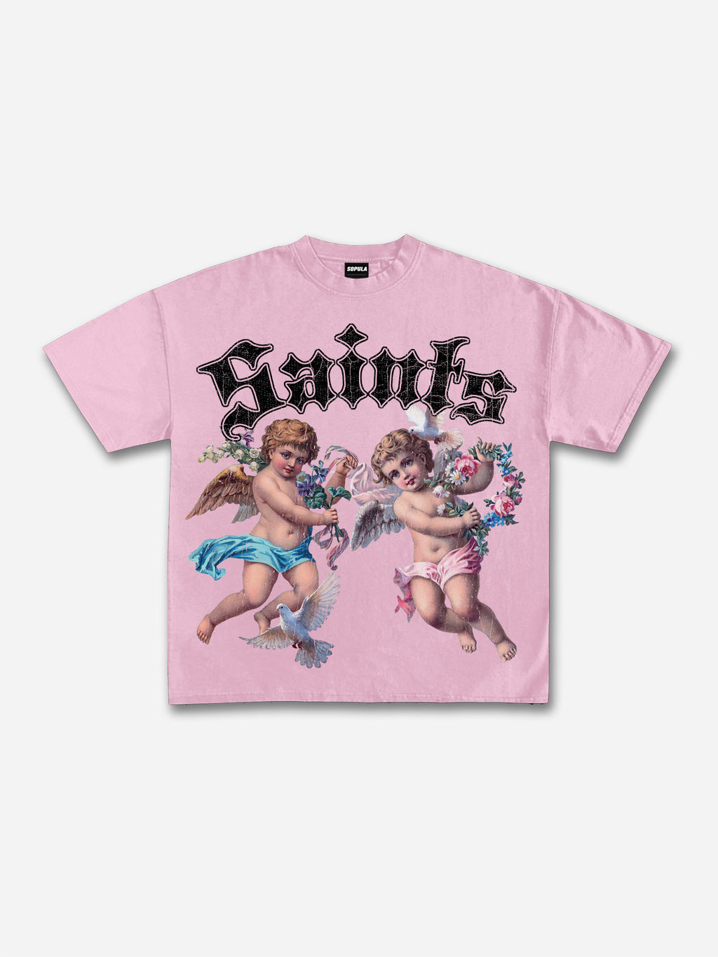 Saints Floral Angel Graphic Cotton T-shirt