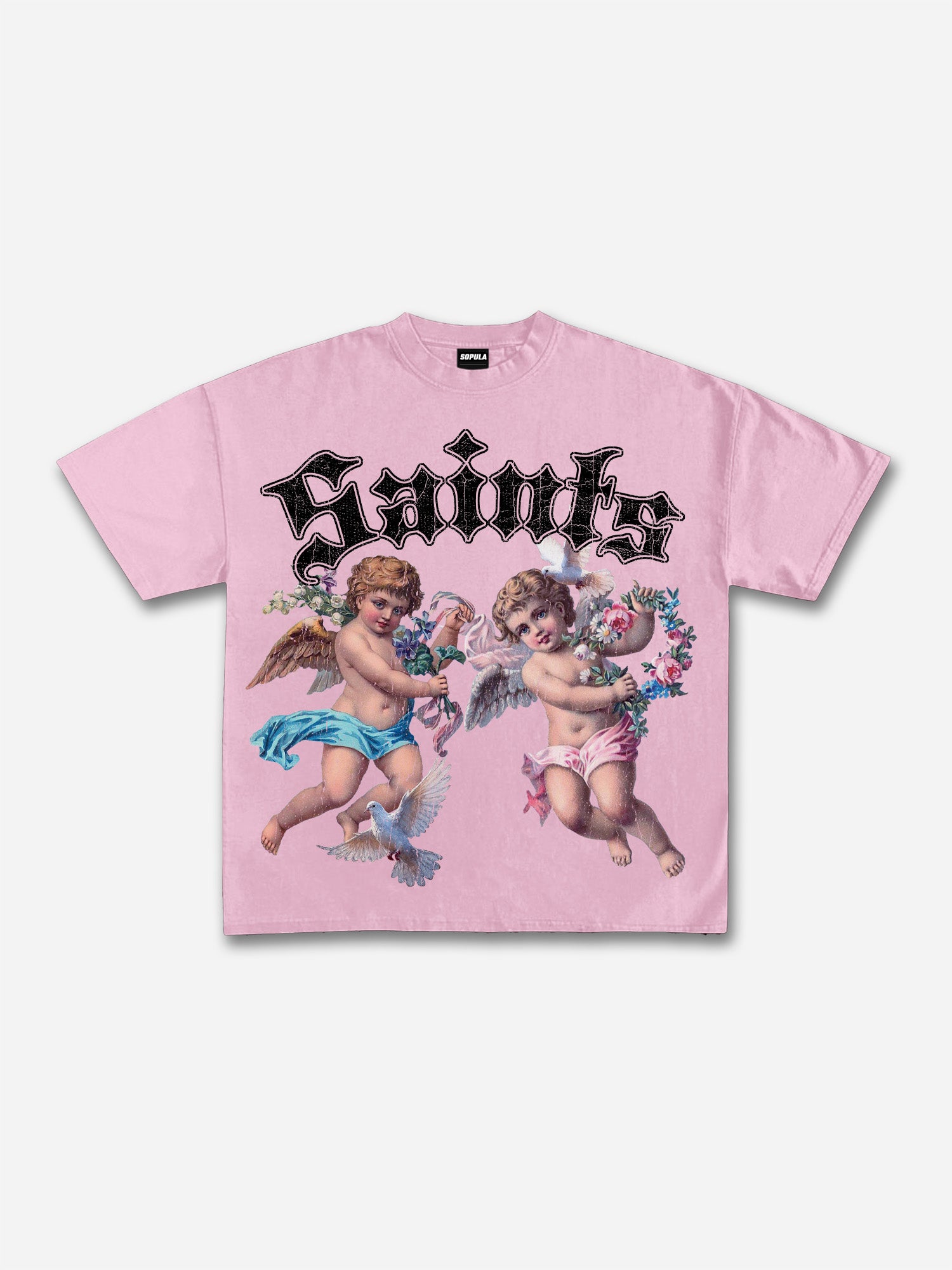 Saints Floral Angel Graphic Cotton T-shirt