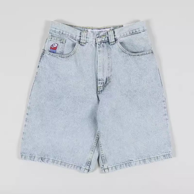 Men's Fashion Boy Cartoon Embroidered Denim Shorts
