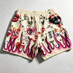 Men's Street Graffiti Print Casual Sports Shorts