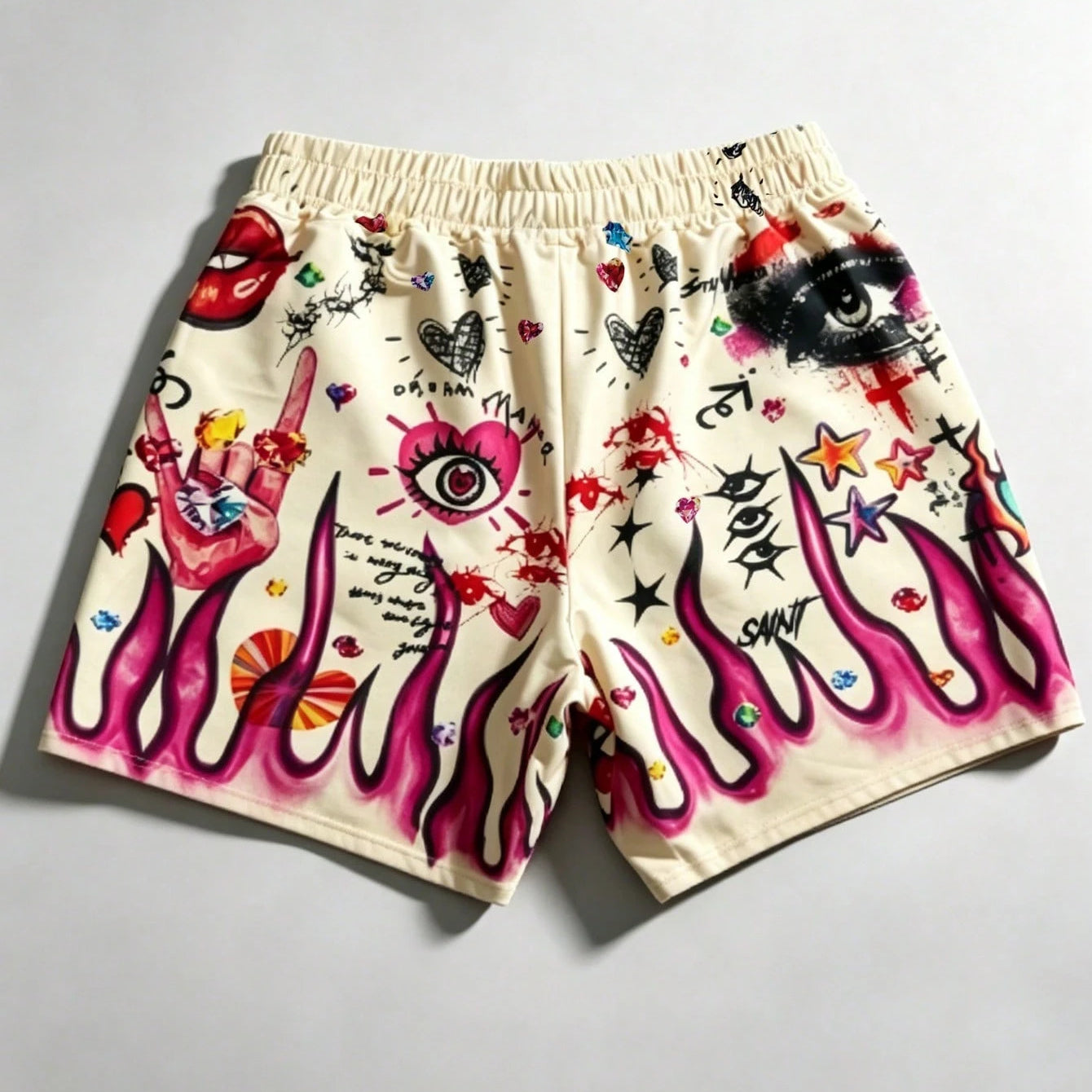 Men's Street Graffiti Print Casual Sports Shorts