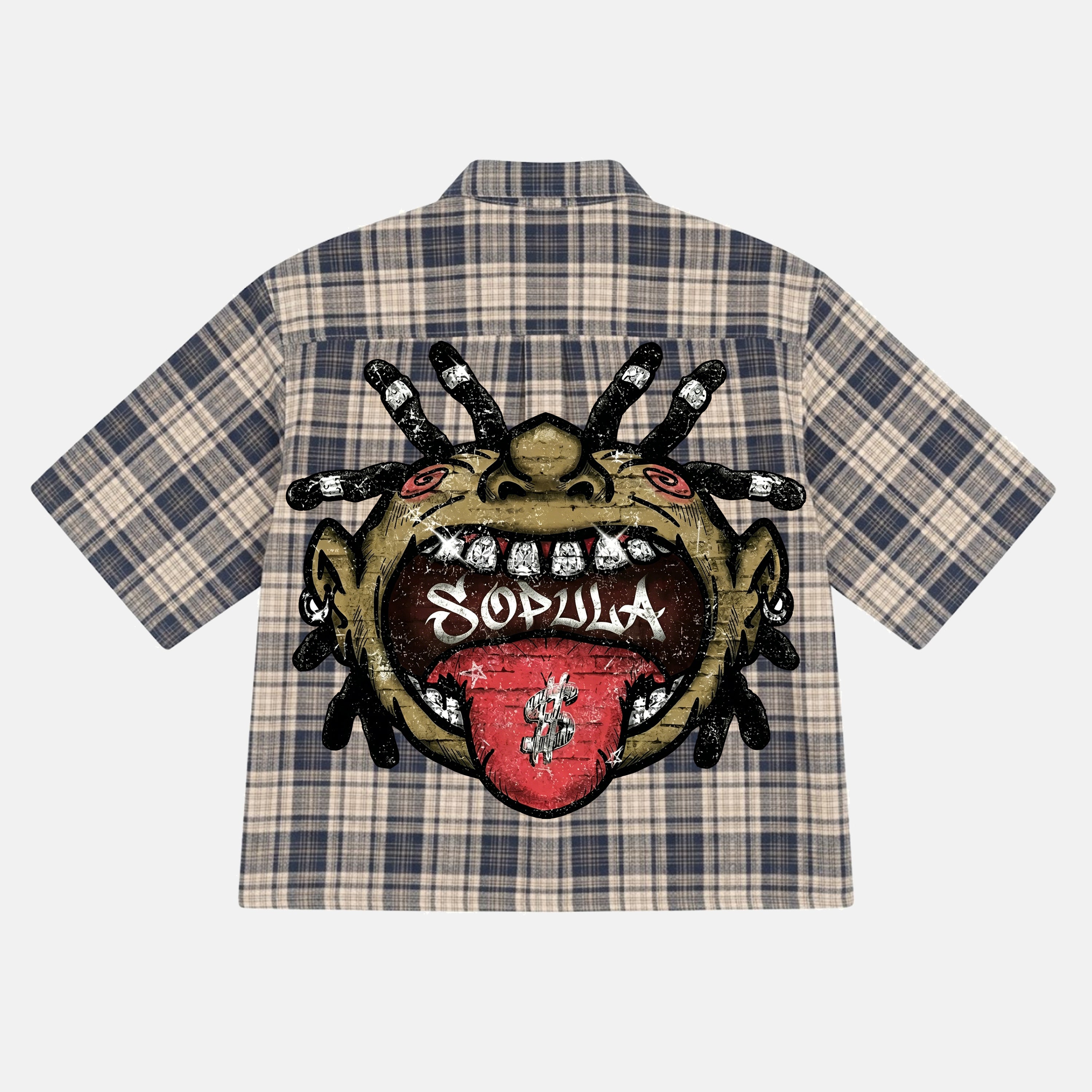 Hip Hop Vintage Street Style Boy Graphic Plaid Jacket Shirt