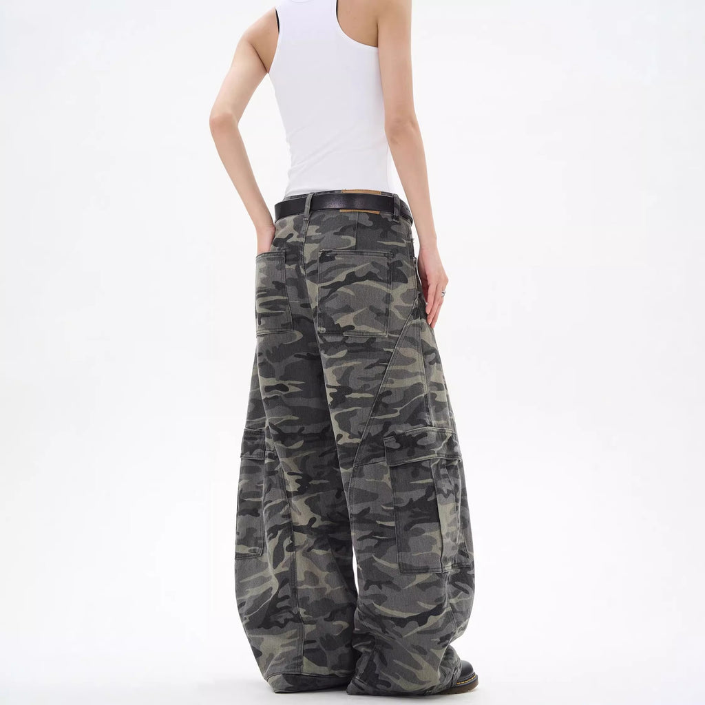Buck Knife Camouflage Denim Wide-leg Work Baggy Jeans