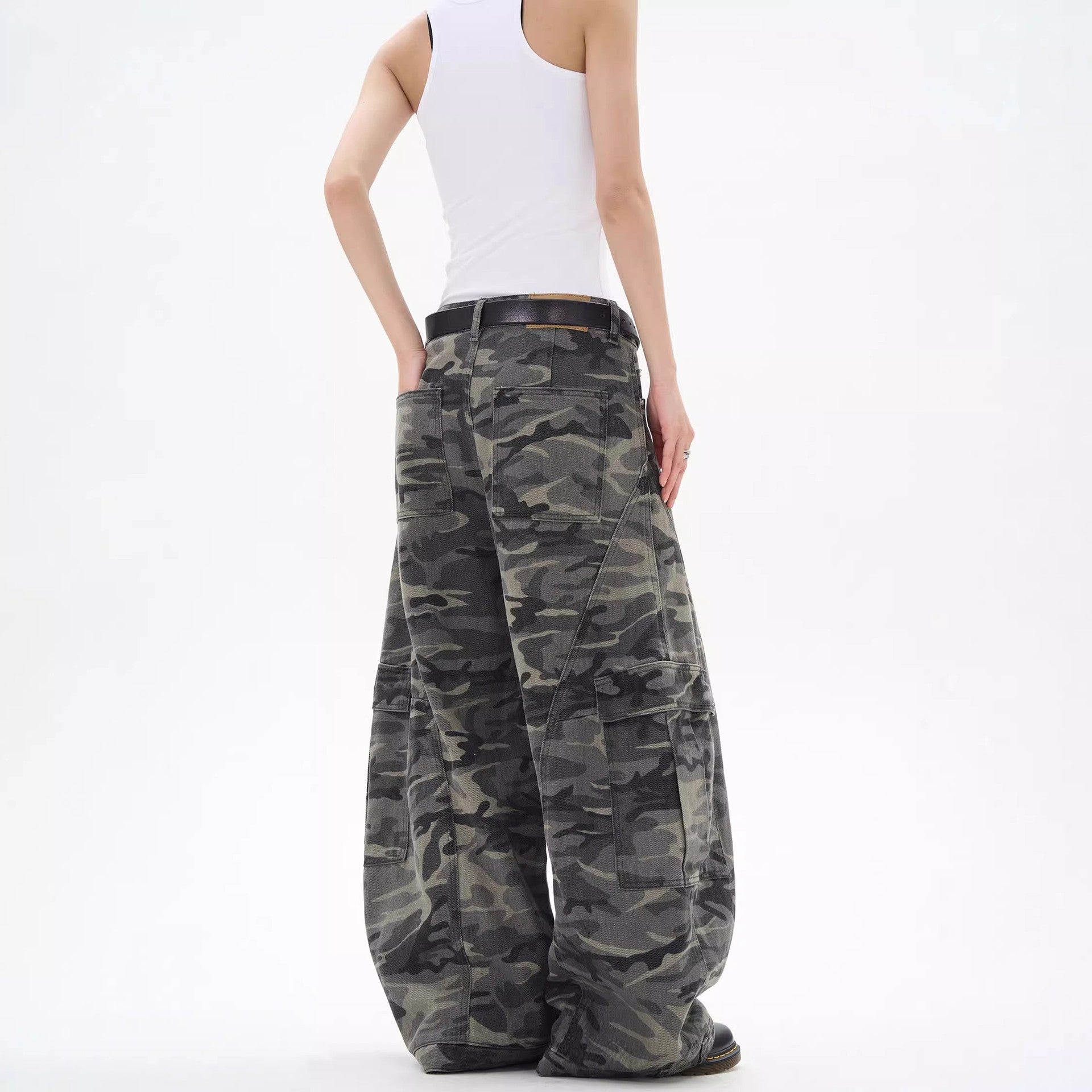 Buck Knife Camouflage Denim Wide-leg Work Baggy Jeans