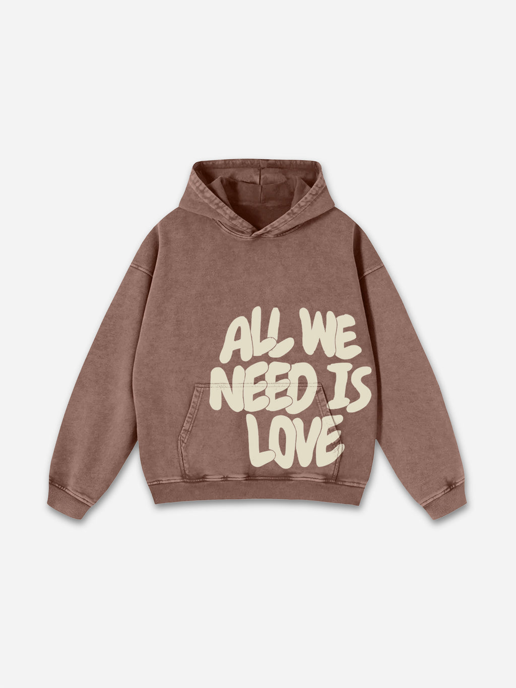 All We Need Is Love Print Graphic Acid Washed Oversized Hoodie