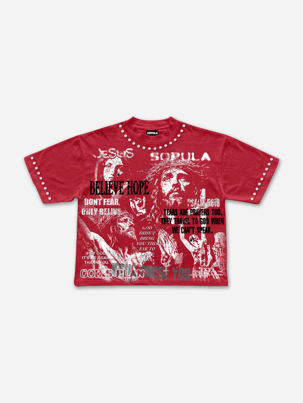 Jesus And The Bible Vintage Graphic Rhinestone Cropped T-shirt