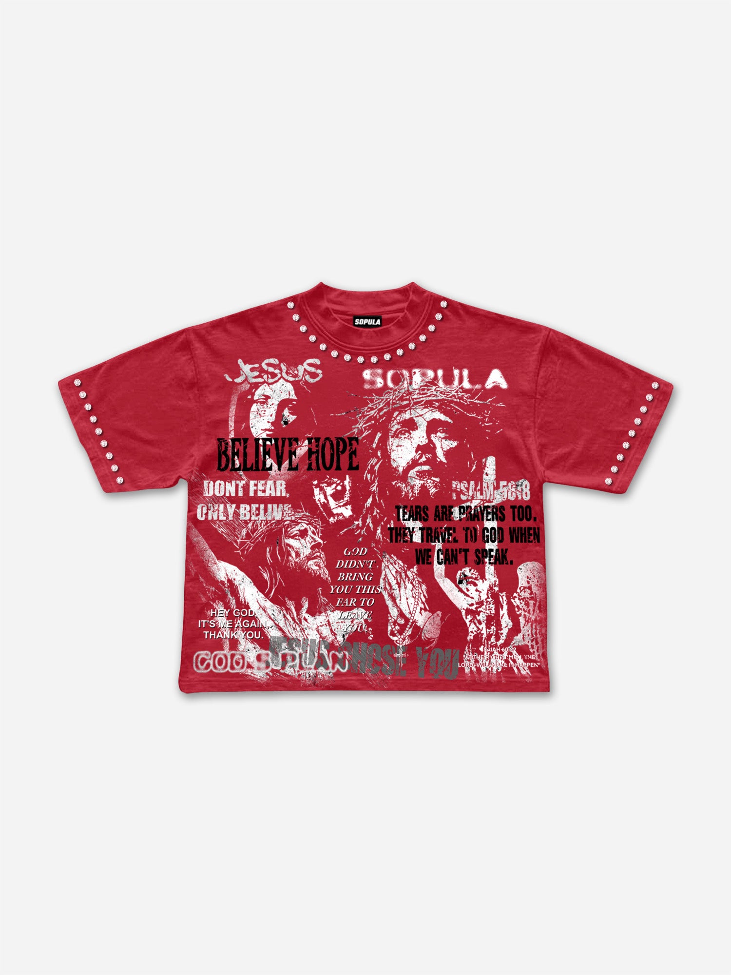 Jesus And The Bible Vintage Graphic Rhinestone Cropped T-shirt