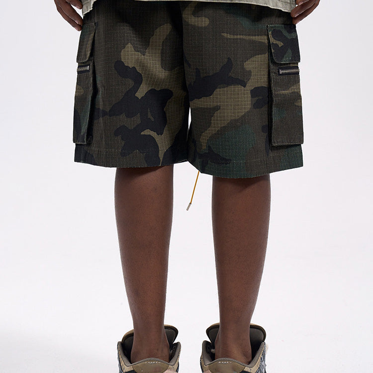 Men's Streetwear Camo Denim Shorts