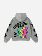 Vintage Chasing Money Graphic Acid Washed Oversized Hoodie