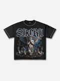Sacra Retro Angel Graphic Cotton T-shirt