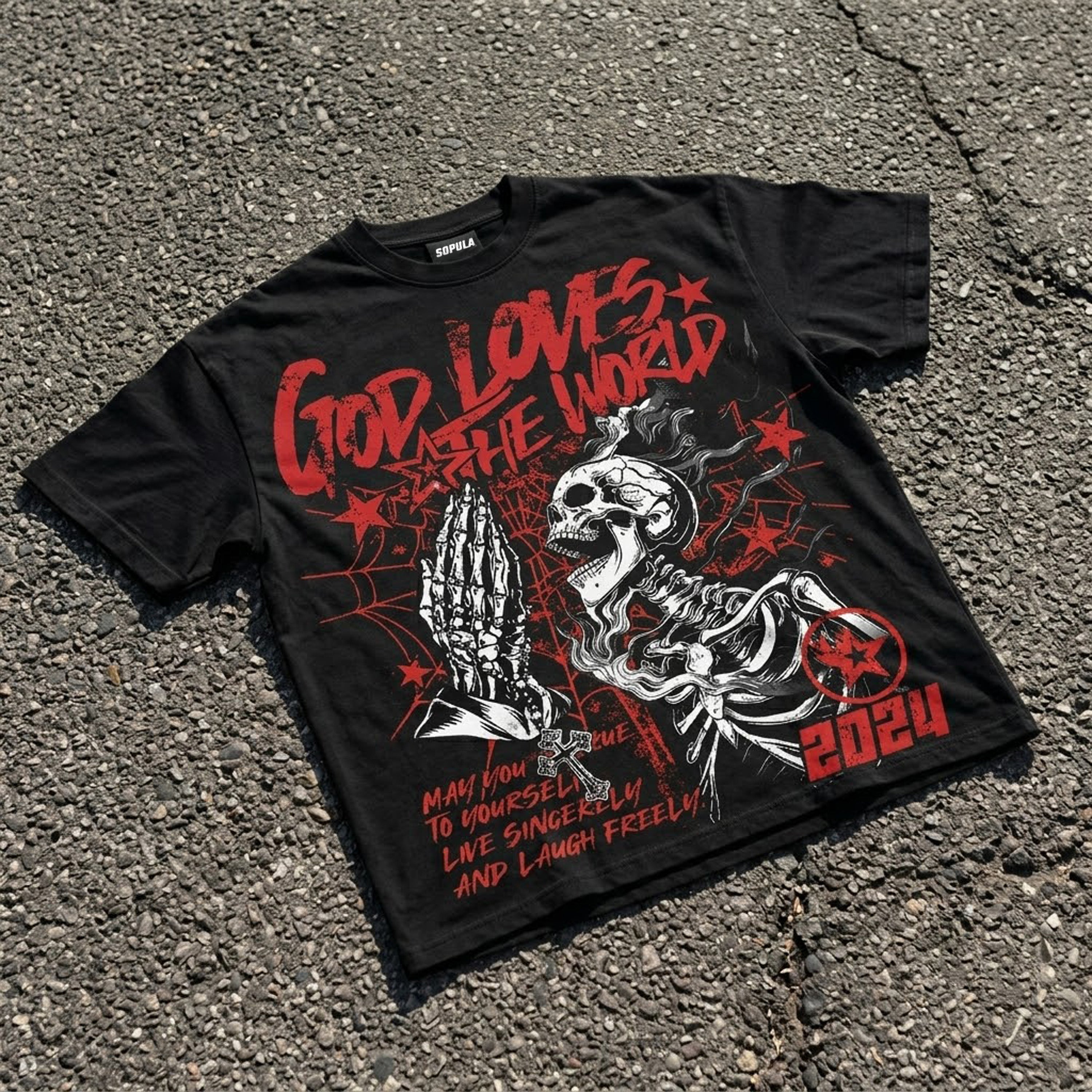Street God Loves The World Graphic T-shirt