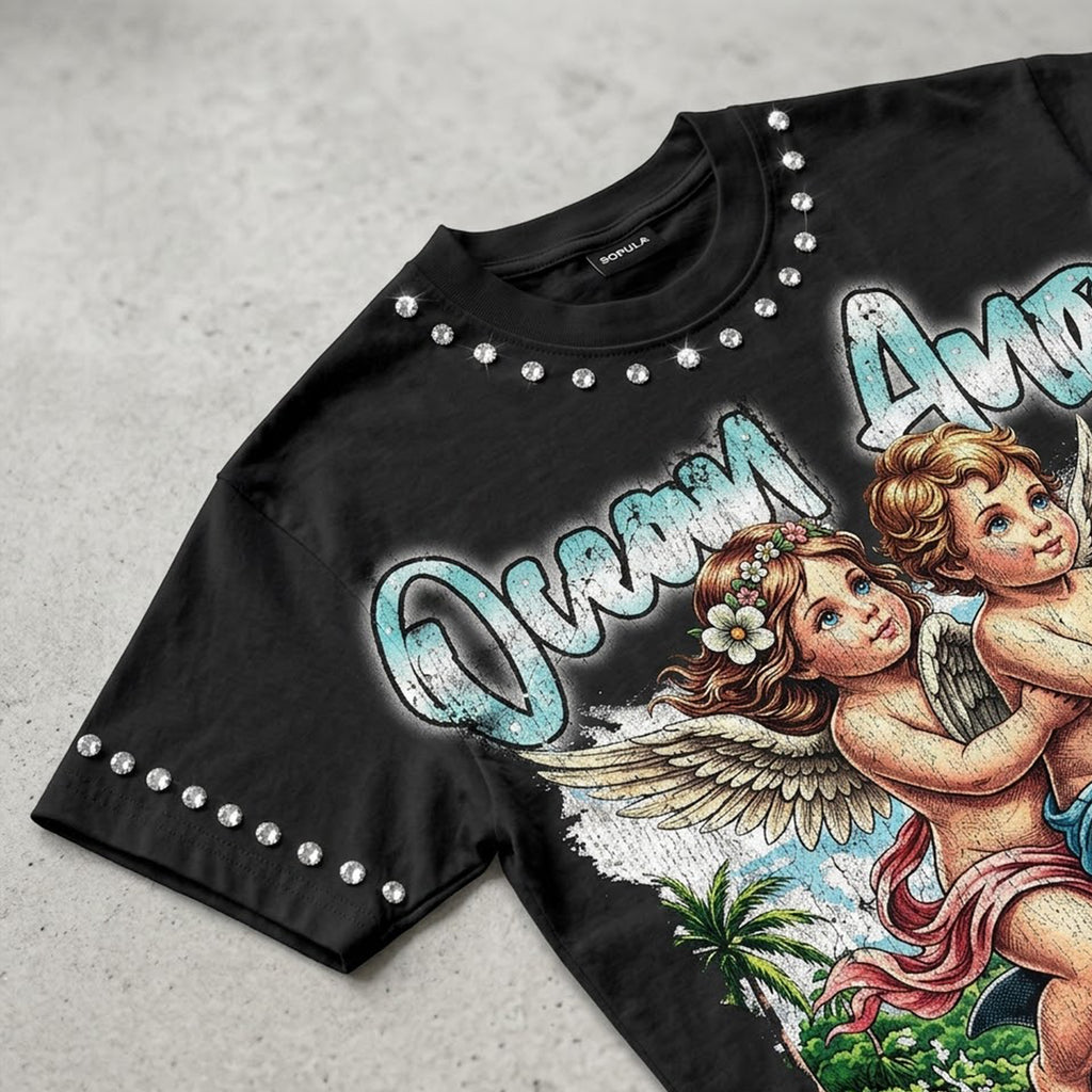 European And American Style Ocean Angel Graphic T-shirt
