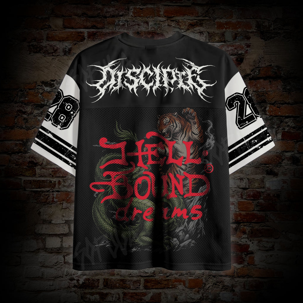 Light And Dark Dragon Vs Tiger Dark Japanese Style Graphic Mesh Jersey T-shirt