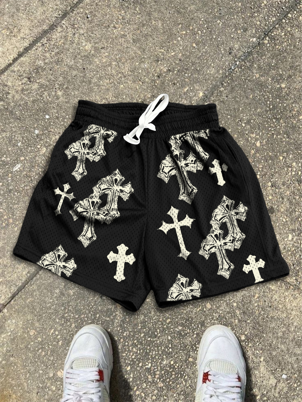 Cross Graphic Dot Mesh Shorts