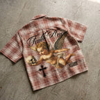 Faith Angel Holding A Skull Graphic Plaid Jacket Shirt